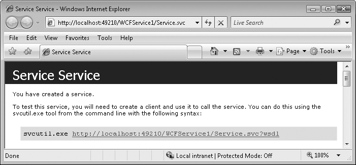 A WCF service running in your web browser