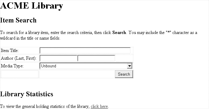 The Library web site’s default page