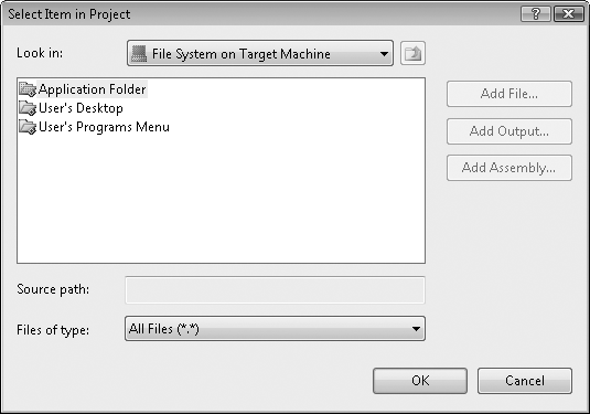 Adding a new shortcut to a target filesystem folder