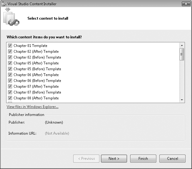 The Visual Studio Content Installer
