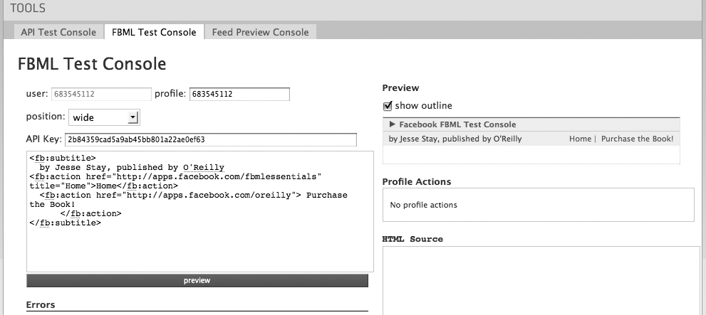 The FBML Test Console