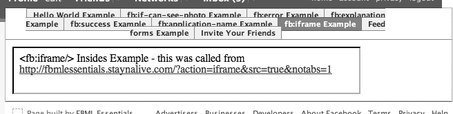 The result of our <fb:iframe/> example