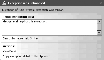 Unhandled exception