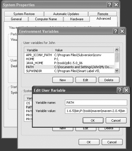 Adding the Maven bin directory to the PATH environment variable