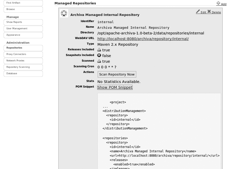 Displaying repository information