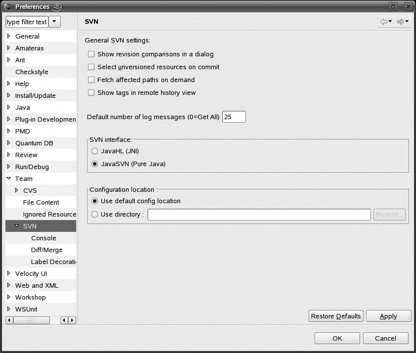 Configuring Subclipse