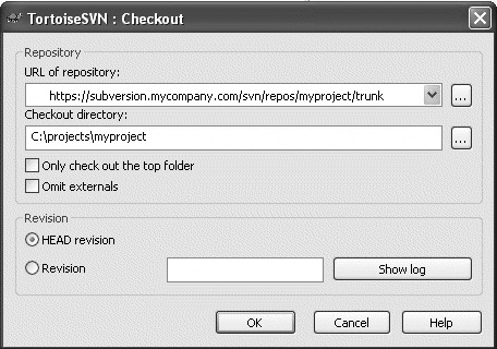 Checking out a project using TortoiseSVN