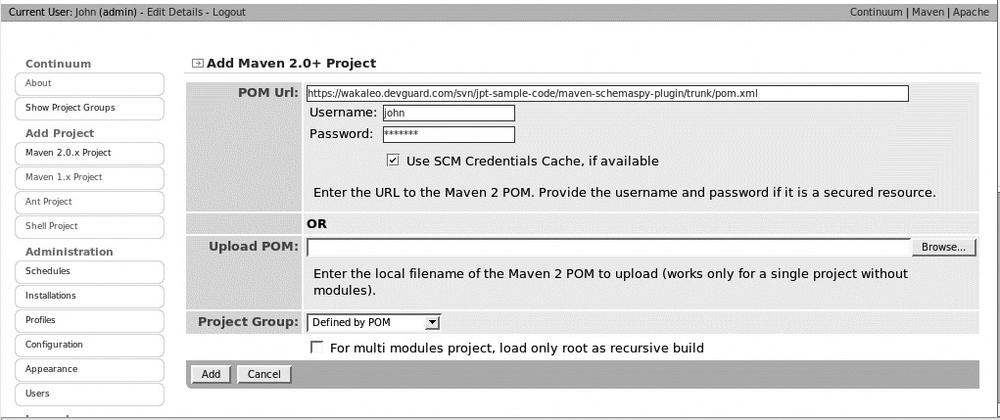 Adding a Maven 2 project