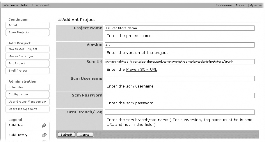 Adding an Ant project to Continuum