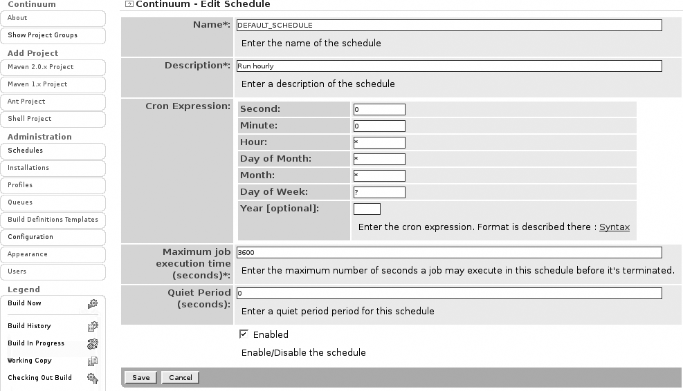 Adding a schedule in Continuum