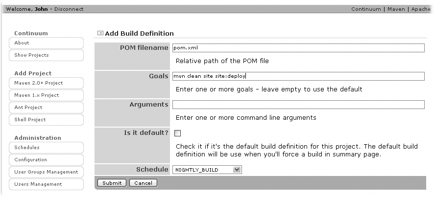 Adding a new build definition