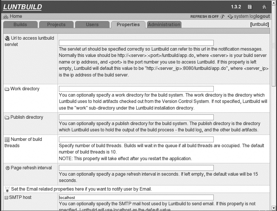 Server configuration properties