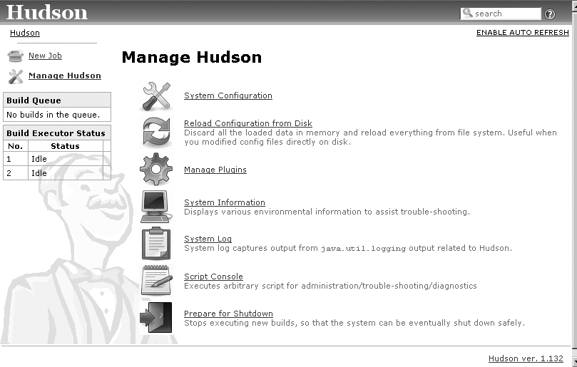 The Hudson administration screen