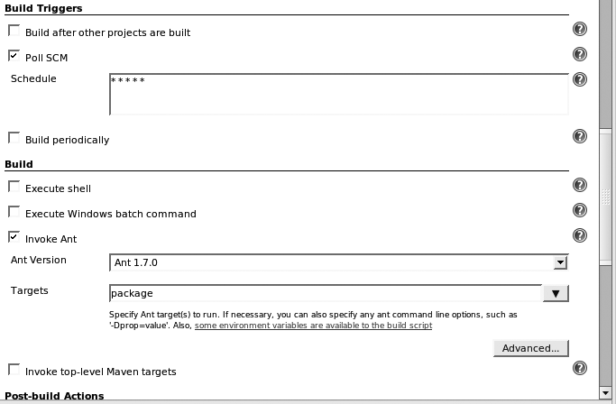 Configuring build triggers and build targets