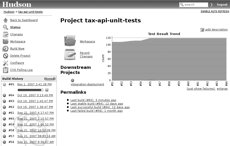 Displaying build results