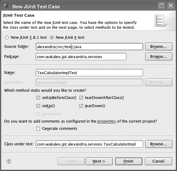 Creating a new JUnit4 test in Eclipse