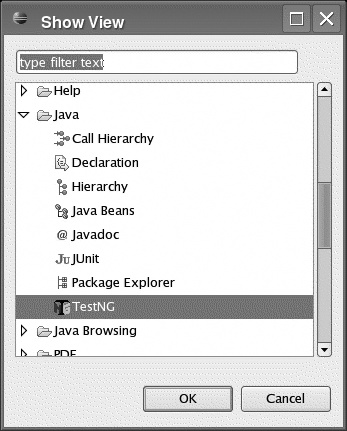 Opening the TestNG view in Eclipse