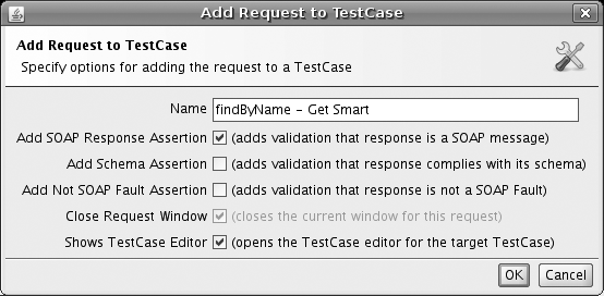 Adding a request to an existing test case