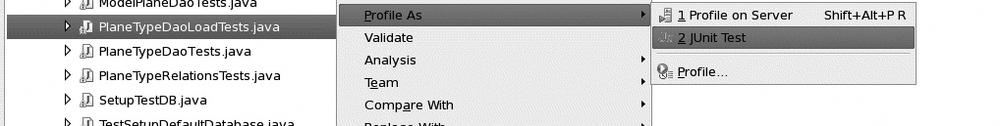 Profiling a JUnit test using the contextual menu