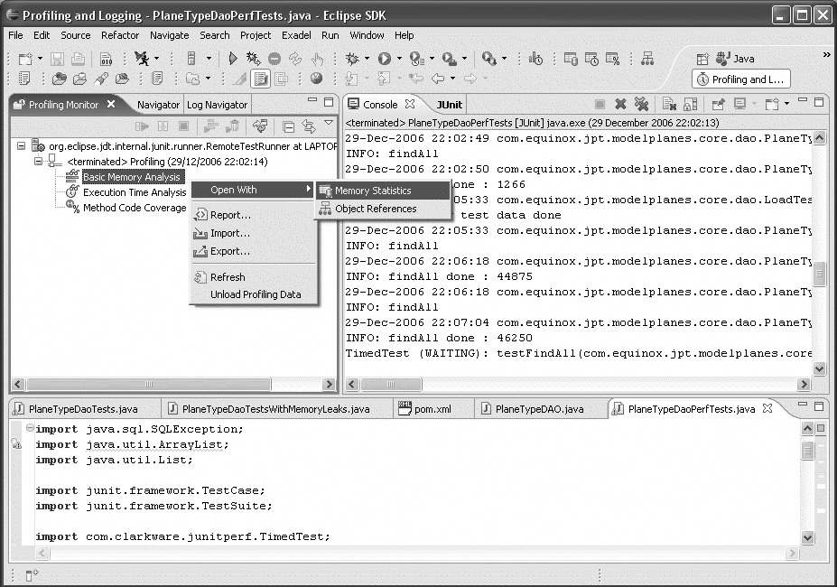 Visualizing TPTP memory analysis statistics