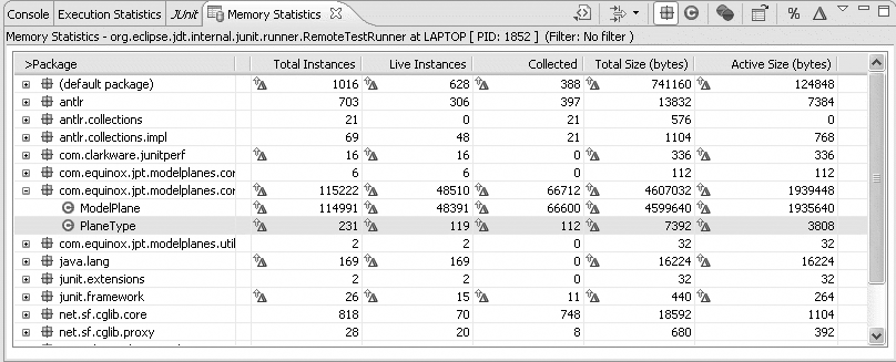 The Memory Statistics view