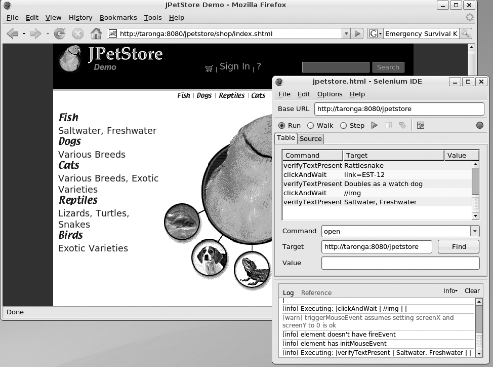 Running the JPetstore test script