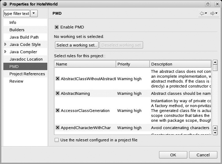 Configuring PMD for a project