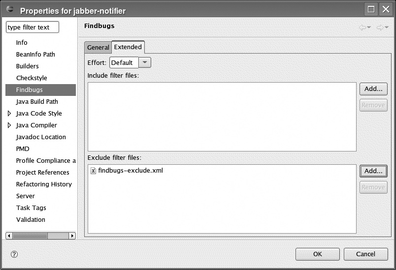 Using FindBugs filters in Eclipse