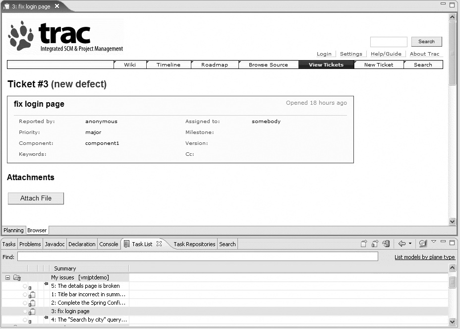 Repository tasks retrieved from queries appear in the task list