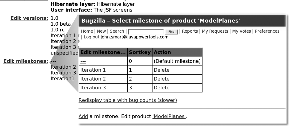 Managing milestones in Bugzilla