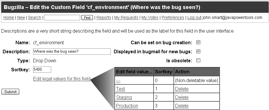 Defining a custom field