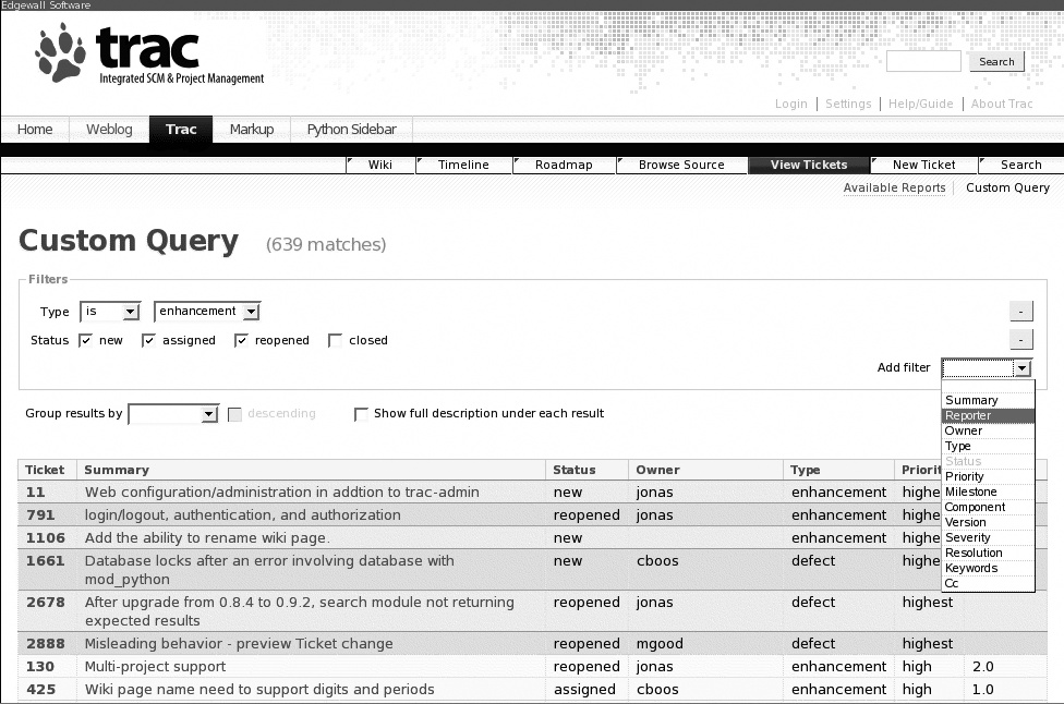 A Trac report