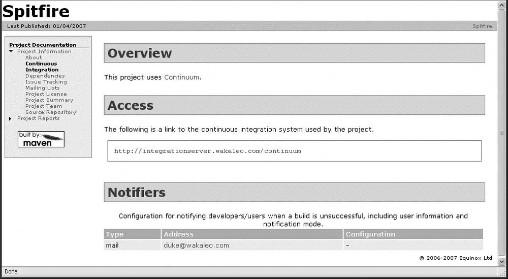 The Continuous Integration page