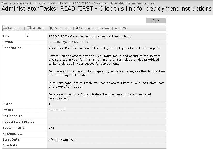 Example of the task detail screen