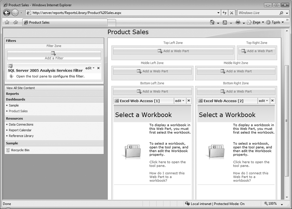 Excel Web Access Web Parts in a Web Part page