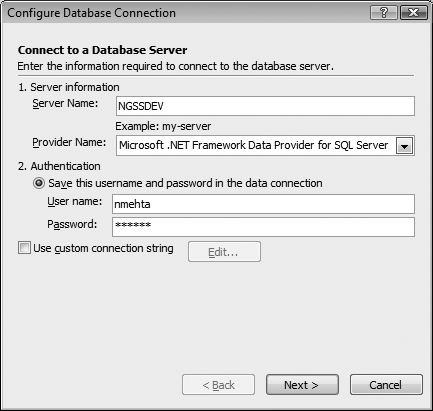 Set up the connection to the SQL Server