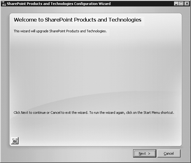 SharePoint Products and Technologies Configuration Wizard