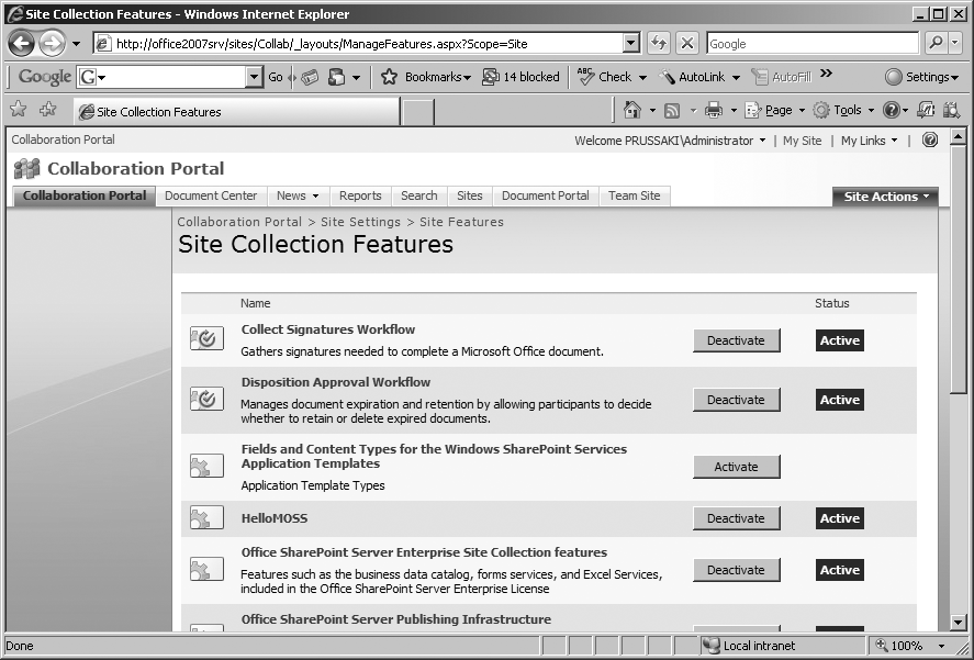 Site Collection Features