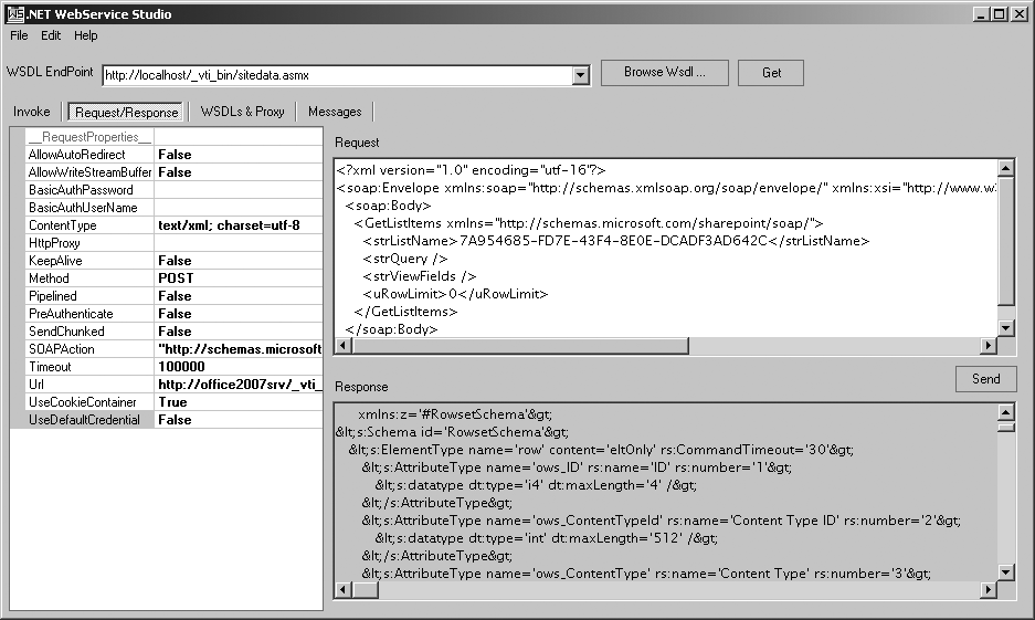 SOAP Request and Response in WebService Studio