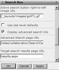 Configuration of Search Box