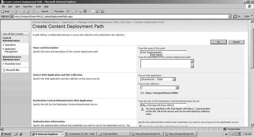 Creating a new path for content deployment