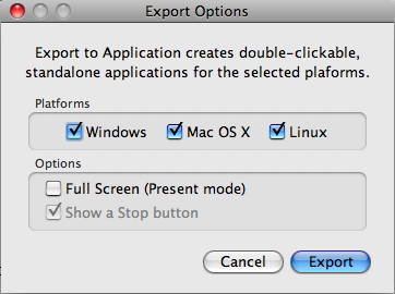 Exporting an application