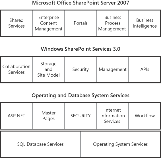Microsoft Office SharePoint Server 2007 builds on and depends on the foundation laid by Windows SharePoint Services.