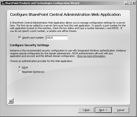 Select an easy-to-remember administration TCP port number when configuring the SharePoint Central Administration Web Application.