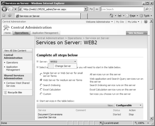 Verify that you are managing the correct server before starting or stopping services.
