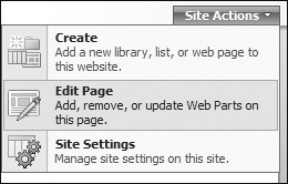 Enter Edit Page from the Site Actions toolbar.