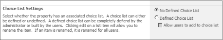 The Choice List Settings menu only appears after selecting Allow Choice List.