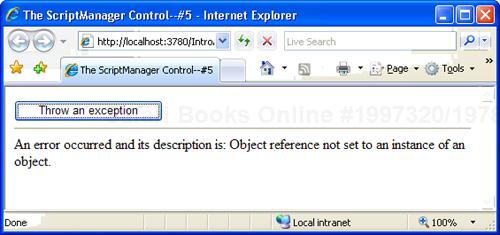 Incorporating the error message in the page