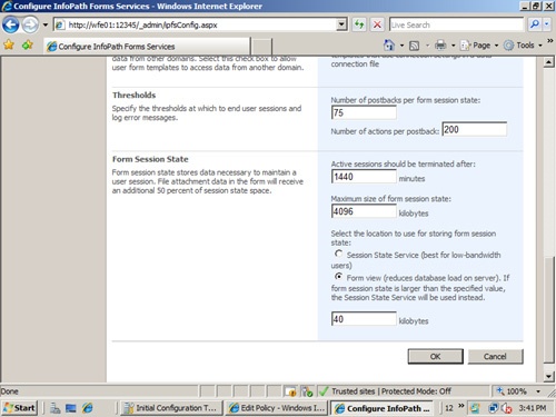 Setting InfoPath Forms Services session state