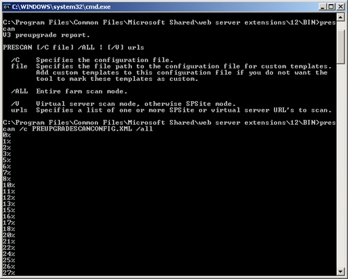 Prescan command-line tool being run on a SharePoint Portal Server 2003 implementation